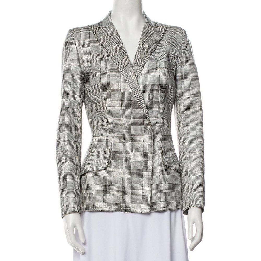 Dolce & Gabbana Houndstooth Prince of Wales Check Leather Suit Blazer & Pants